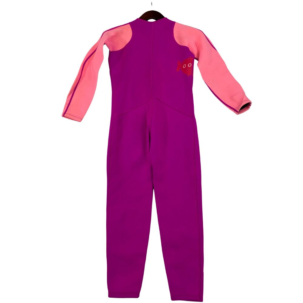 Roxy Girls Full Wetsuit Pink Purple Long Sleeve Back Zip Neoprene Surf Swim